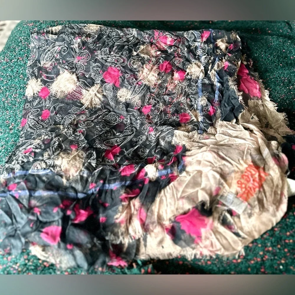 Zadig & Voltaire Kerry Bleached Modal Scarf Noir NWT